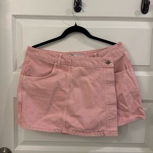 Zara Pink Denim Wrap Skort